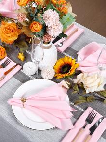 6/10/12/24/50 件装粉色餐巾布，尺寸 14*14/17*17/20*20 英寸，可水洗，100% 涤纶面料，包边，适用于酒店、餐厅、派对、婚礼和其他场合。 - 粉色 - 查看 5