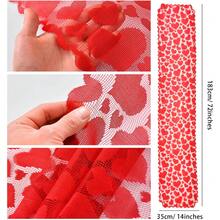 Valentine's Day Themed Red Heart Lace Table Runner, Featuring An Exquisite Hollowed-Out Heart Pattern. A Must-Have For Anniversary Parties, Weddings, And Romantic Celebrations. A Perfect Home Decor Item To Enhance The Ambiance Of Your Dining Table. Suitable For Birthday Parties, Baby Showers, And Holiday Decorations. - Multicolor - View 14