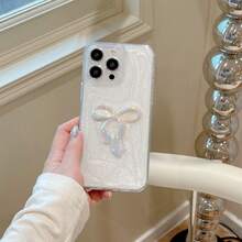 Luxury 3D Bow Tie Design Phone Case Compatible With IPhone 17 Pro Max, 16 Pro, 15, 13, 12 Pro, 11, X/XS/XS Max, Elegant Protective Cover - White - View 8