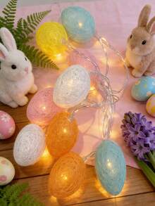 Easter Egg LED Light Wreath, Spring DIY Wicker Wreath Decor, Suitable For Home Party, Easter, Birthday, Gift, Hanging Decor, Fireplace, Wedding - Multicolor - View 11