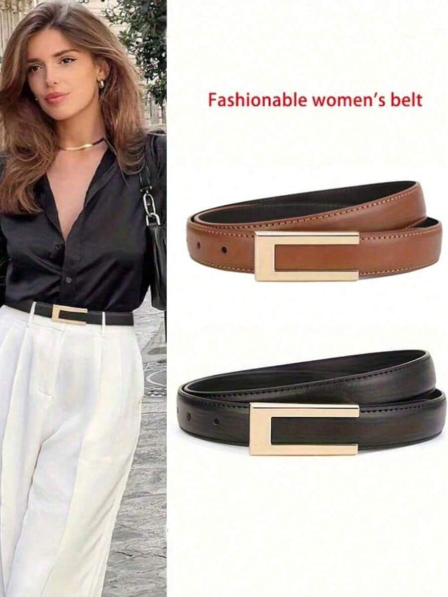 两件套时尚优雅女士腰带，采用优质合金材质，简约时尚的设计，适合年轻及中年女性，凸显女性魅力。精致的手工编织U型腰带，完美搭配经典裤装/裙装，适用于日常办公、学校、户外活动、运动、旅行、街头穿搭、特殊场合、节日派对等各种场合。 - 彩色 - 查看 1