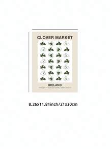 1pc Framed-Free St. Patrick's Day Vintage Poster, Mint Green Shamrock Design 'CLOVER MARKET' Festive Wall Art, Irish-Themed Bedroom, Dorm, Living Room Room Decor, Bedroom Room Decoration, Back-To-School Gift, Wall Hanging, Unique Home Decor - Multicolor - View 13