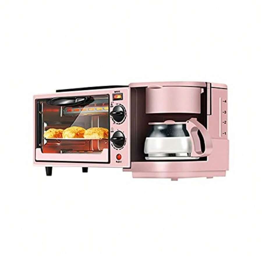 mhjPink 3 In 1 Electric Breakfast Machine Multifunction Coffee Maker Frying Pan Mini Oven Household Bread Pizza Oven Frying Pan Waffle Machine Sandwichsleeping Bags - 219165114 - Ver 1