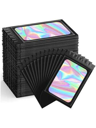 100 st. genomskinliga smyckespåsar med fönster, förseglade smyckespåsar i tonad färg, återanvändbara, dammtäta och antioxiderande, lämpliga för ringar, örhängen, halsband, hängen och andra smycken, förvaring av smyckestillbehör, hemviktigt, julklapp