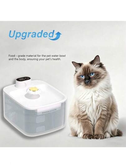 3.2L/108oz Pet Water Dispenser, Cat Water Fountain, Automatic Pet Food Feeder With Water Level Window, Motion Sensor, Quiet Operation, Suitable For Small To Medium Pets