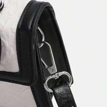 Fashionable High-End Pu Tote Bag With Versatile Square Shape And Cute Cherry Print, Perfect For Shopping, Dating Or Cross-Body For Girls Send Scarf., Best Mother's Day And Valentine's Day Gifts , Bow - màu đen - Xem 5