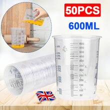 50X Clear Paint Plastic Mixing Cups 600CC Calibrated Measuring Polypropylene New - Transparent - View 10