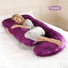 Pregnant Woman Pillow, J-Shaped Full Body Pillow For Sleep Support, Pregnant Woman Pillow, With Removable Velvet Cover, Black And Gray,Room Decor ,Pillow Covers - Màu tím - Xem 6