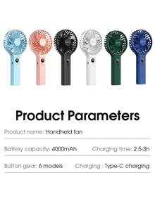 sweetfull 6-Speed Handheld Portable Fan With LED Display, Personal Mini Travel Fan With Power Bank, USB Rechargeable, Foldable, Suitable For Summer Cooling And Beach Travel,Spring Summer Picks,Brides Maid Gifts,Room,Bedroom Decor,Beach,Travel,For Men,For Women,Vacation,Cute Stuff,Mother's Day Gift,Bedroom Decor,Garden,Kitchen Decor,Summer,Beach,Travel Essentials,Room Decor,Squishy,Graduation - Other Colours - View 12