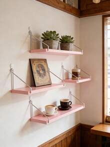 1 Stück rosa Atmosphäre Wandregal, dekorative Aufbewahrungseinheit, hängende Wandorganisation für Zuhause, Schlafzimmer, Wohnzimmer - Pink - Übersicht 2