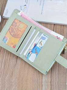 Wavhen 女士鳄鱼纹压花短款钱包 时尚零钱包 多功能大容量拉链卡包 女士钱包 迷你钱包 小钱包 可爱钱包 旅行必备证件夹 身份证夹 - 彩色 - 查看 4