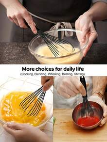 10-Inch And 12-Inch Black Silicone Whisk Set - Suitable For Cooking, Mixing, Beating, Whipping, Stirring - Multicolor - View 5