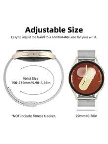 1条不锈钢网状表带+表壳套装，兼容三星Galaxy Watch 4 40mm/44mm、Galaxy Watch 5 40mm/44mm、Galaxy 6/7 40mm/44mm，男女通用智能手表配件表带，双扣设计，金色 - 金色 - 查看 8