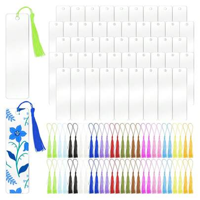100pcs Acrylic Bookmark Decoration Kit, Includes Random Color Tassels, For Handmade Crafts, Holiday Gifts, DIY Jewelry Making