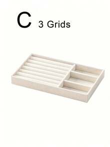 1/5个米色首饰托盘，空首饰托盘，戒指项链收纳托盘，长方形首饰整理盒，首饰展示托盘，抽屉分隔收纳托盘，小物件收纳整理盒，可堆叠首饰收纳托盘，多功能首饰展示盘，耳环戒指项链手镯收纳托盘，卧室梳妆台收纳托盘，首饰展示整理盒