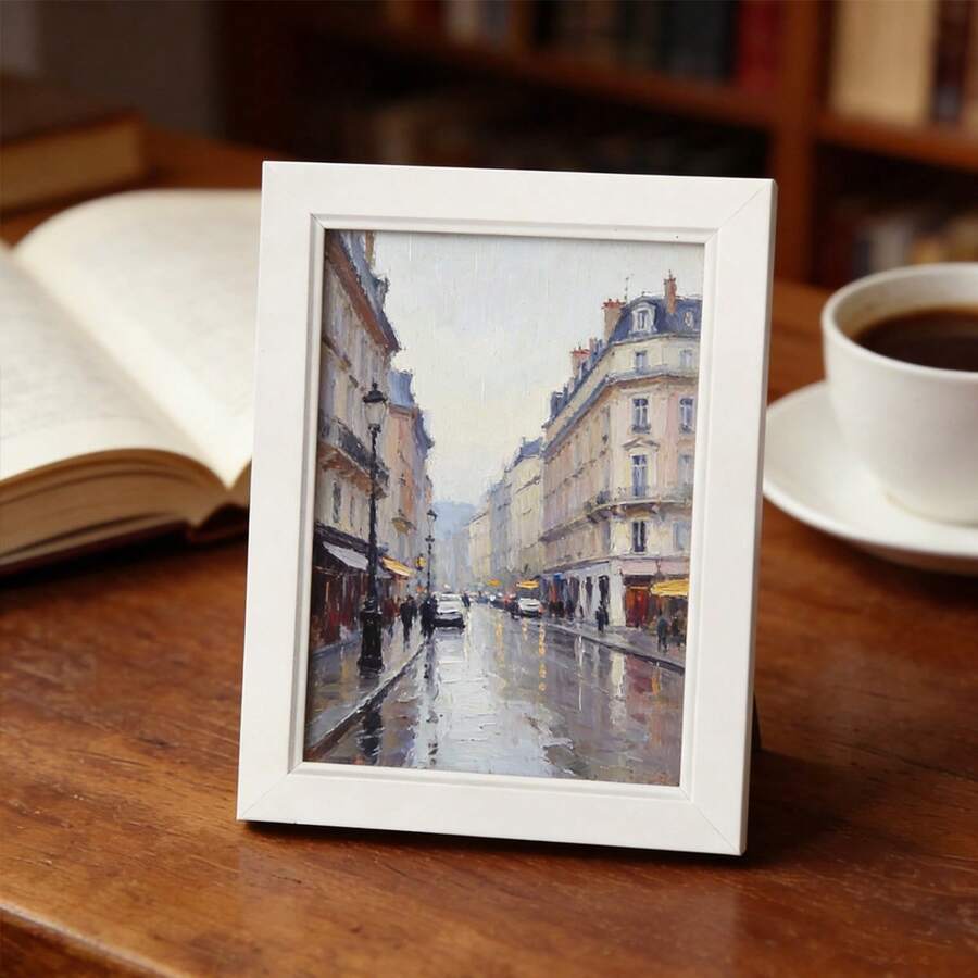 1pc Or 5pcs Classic White Photo Frames (Photo For Reference Only, Random Photo Paper Included), Simple And Elegant Frame Design, Suitable For Desktop Or Wall Display, Decoration For Bedroom, Living Room, Etc. - White - View 1