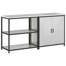 vidaXL 2-teiliges Küchenaufbewahrungsset, Silber, verzinkter Stahl - Silber - Übersicht 1