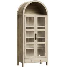 Gabinete de despensa de cocina arqueada con luces led y estantes ajustables,Estante arqueado de madera de 71 pulgadas alto,Paneles laterales de acrílico,Elegante gabinete de pantalla para cocina,Comedor,, - Marrón - Ver 8