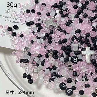 冰晶透明冷色调混色玻璃珠，散珠，DIY手工串珠手链、手机链、项链、珠宝材料