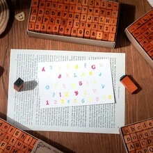 【4款可选】70件/盒木质印章套装，包含大小写字母和数字符号，DIY创意文具，手工礼品 - 均碼 - 查看 8