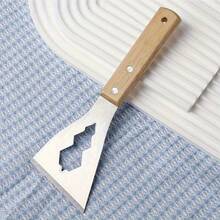 1pc Heavy Duty Stainless Steel Scraper With Serrated Edge And Ergonomic Handle - Multipurpose Tool For Removing Paint, Wallpaper, Cement, Adhesive, Sticker Residue - Durable, Designed For Home And Construction Site