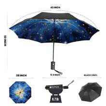 Compact Travel Umbrella - Windproof Auto Open/Close, Lightweight Folding Umbrella WIth Fiberglass Frame & Waterproof Canopy. Fits Backpack/Purse. (Nebulas),42Inch-1Pack,Nebulas - Nebulas - 查看 4