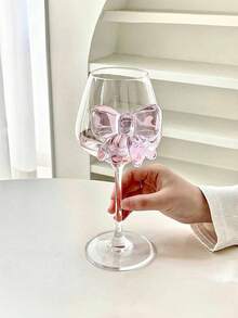 1pc Elegant Bowknot Pink Wine Glass, Creative High-End Stemware, Suitable For Parties, Restaurants, Bars, Cafes, Dessert Shops, Weddings, Bridal Shower Gifts