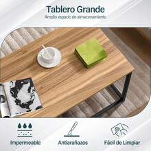 Mesa de Centro para Sala, Mesa de Centro Minimalista con Estructura de Metal, Fácil de Montar, Mesa para Cafe para Sala de Estar Oficina Balcón, 90x48x40cm - 1 - Ver 1