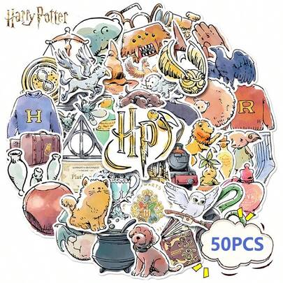 Harry Potter 1Set Stickers, Retro Elf Magic Props Book Cover Vinyl Stickers For Party Decoration Laptop Scrapbook Bumper Water Bottles Envelope Car Holiday Gifts, Vintage Souvenir Stickers For Teens Adults Fans[Officially Licensed] Scrapbook Supplies Scrapbooking