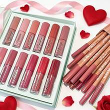 12-Piece Liquid Lipstick Set And 12/24-Piece Professional Lip Liner Combination, Matte Silky Lip Makeup Set, Suitable For Creating A Well-Defined Lip Effect, Long-Lasting Waterproof, Non-Stick Cup Lip Color, Women's Gift Set, Butterfly Shiny Shell, Is The Perfect Gift Choice For Christmas. Easter Gift - Nhiều màu - Xem 13