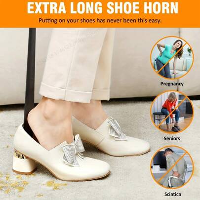 1 st långt skohorn i metall - unisex, 30 cm (11,8 tum) lämplig för stövlar och höga skor, greppvänlig design, perfekt för enkel skoanvändning, viktigt tillbehör i hemmet
