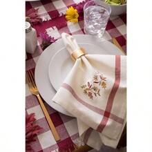Thankful Autumn Fall Tabletop Decoration, Reversible Table Runner, 14x108, Fall's Bounty - Falling Leaves + 20" X 20" (Set Of 6) - View 7