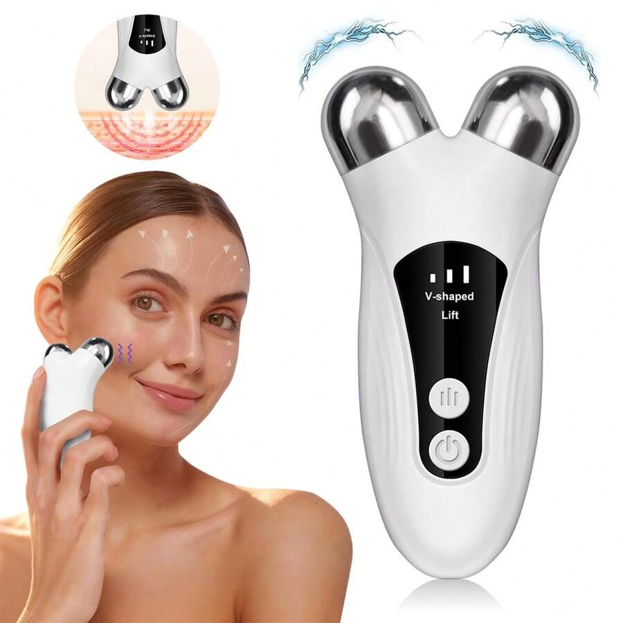 400mAh电动面部按摩滚轮V字提拉按摩仪嫩肤美容工具
