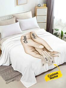 1 pieza Manta personalizada, se pueden imprimir de 2 a 5 huellas manuales y nombre personalizado, suave y cómoda, decorada con un patrón floral personalizado, texto personalizable, ideal para aniversarios. Esta manta personalizada única es adecuada para la oficina, el dormitorio, el sofá y los viajes, un regalo pensativo para mamá, abuela, esposa, novia, un regalo personalizado perfecto para el Día de la Madre, el Día del Padre, San Valentín, aniversario, cumpleaños, Navidad, Acción de Gracias, boda, graduación y inauguración de la casa. - Estilo 5 - Ver 27