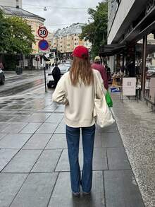 SEREN Autumn And Winter New Round Neck Apricot Women's Sweater Loose Ribbed Twisted Flower Fashion Knitted Sweater Hoodie, Top For Going Out - Apricot - View 6