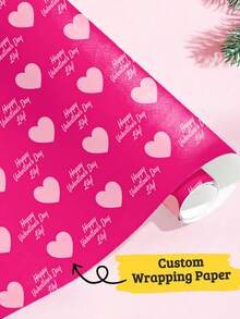 1pc Personalized Valentine's Day Custom Wrapping Paper With Custom Text Message Romantic Heart Theme Gift Wrap Paper For Valentine Gifts Anniversary Wedding Proposal Birthday Surprise Three Color Options Two Size Choices Decorative Wrapping Paper - Love - View 7