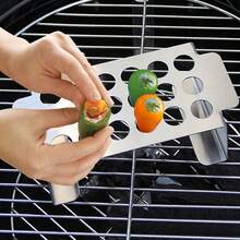 1pc 18-Hole Stainless Steel Chili Roasting Rack, Chili Barbecue Rack, Chili Holder For Grilling