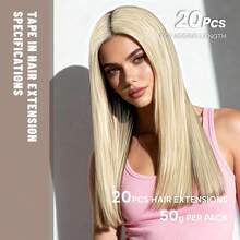 20Pcs #60 Blond Tape In Human Hair Straight Extensions For Women Remy Human Hair Tape In Hair Extensions 50g
