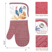Silicone Printing Oven Mitts Heat Resistant To 500 Degree,Yarm-Dyed Oven Gloves With Animal Design Non-Slip For Kitchen CooFKing Barbecue BaFKing And Machine Washable.(Red Oven Mitts),RedOvenMitts - RedOvenMitts - 查看 3