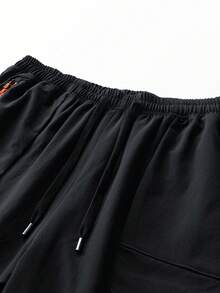 Pantalones cortos cargo versátiles para hombres, pantalones cortos de trabajo de pierna recta holgada con múltiples bolsillos para el desplazamiento diario y deportes - Negro - Ver 6
