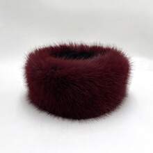 1pc Fashion Faux Fox Fur Headband For Women, Elastic Wide Brim Headband, Neck Warmer, Vintage Warm Ear Protection, Winter Visor Hat Hair Accerssories Headbands For Women Moños Para El Cabello Valentine's Day - 紅色 - 查看 8