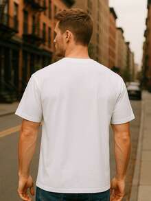 Patrón simple de árbol de, moda simple para hombres, camiseta de manga corta de cuello redondo ligera, adecuada para deportes al aire  ropa casual de fin de semana - Blanco - Ver 5