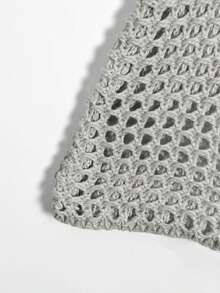 Women's Fashionable Hollow-Out Knit Cropped Shrug Top Spring - Grey - View 3