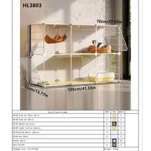 Large Indoor Cat Cage With Multiple Levels, Luxury Cat Mansion With Litter Box And Cat Bed - Multicolor - View 12