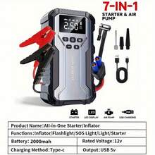 GRMA 7-In-1 Multi-Functional Emergency Start Power Supply With Air Pump, 150PSL Portable Car Battery Starter, Digital Tire Inflator, Portable Vehicle Battery Charger, Suitable For 2.64 Gallon Gasoline Or 2.38 Gallon  Batteries, LED Emergency Light, Automotive Accessories Tools. - Multi-functional Car Starter - View 4