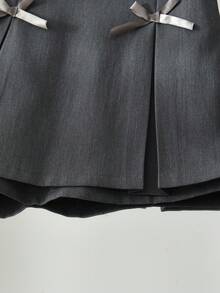 2pcs/Set Girls Cute 3D Floral Sleeveless Round Neck Top And Mini Skirt, Suitable For Summer - Burgundy - View 10