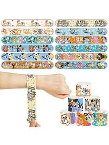 12/24件套卡通人物、宾果海盗、辣椒图案爸爸圈趣味纽扣手链，适合生日派对、毕业派对、装饰、节日派对、小型礼物收藏玩具工艺套装 - 彩色 - 查看 1