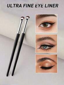 2pcs Black Crescent-Shaped Eyeliner Pen, Precise Eye Makeup Brush, AGY Charm Sharp Fine Eyeliner Makeup Tool, Ultra-Thin Crescent-Shaped Eye Makeup Brush, Eyeliner Eyelash Contour Makeup Brush, Soft Hair Fine Eyelash Fiber Eyeliner Brush Eyelid Brush Eye Ant Brush Makeup Brush - Multicolor - View 4