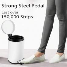 Small Trash Can With Lid Soft Close, 4.5 Liters / 1.2 Gallon Bathroom Garbage Can, Mini Step Trash Bin, Stainless Steel Wastebasket For Bathroom, Bedroom, Office (White),White - 白色 - 查看 5