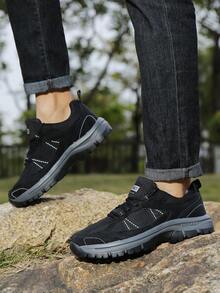 Talla 46 Zapatos de senderismo negros para hombres, zapatos deportivos para exteriores con suela suave y antideslizante, botas de trekking y escalada de corte bajo con cordones